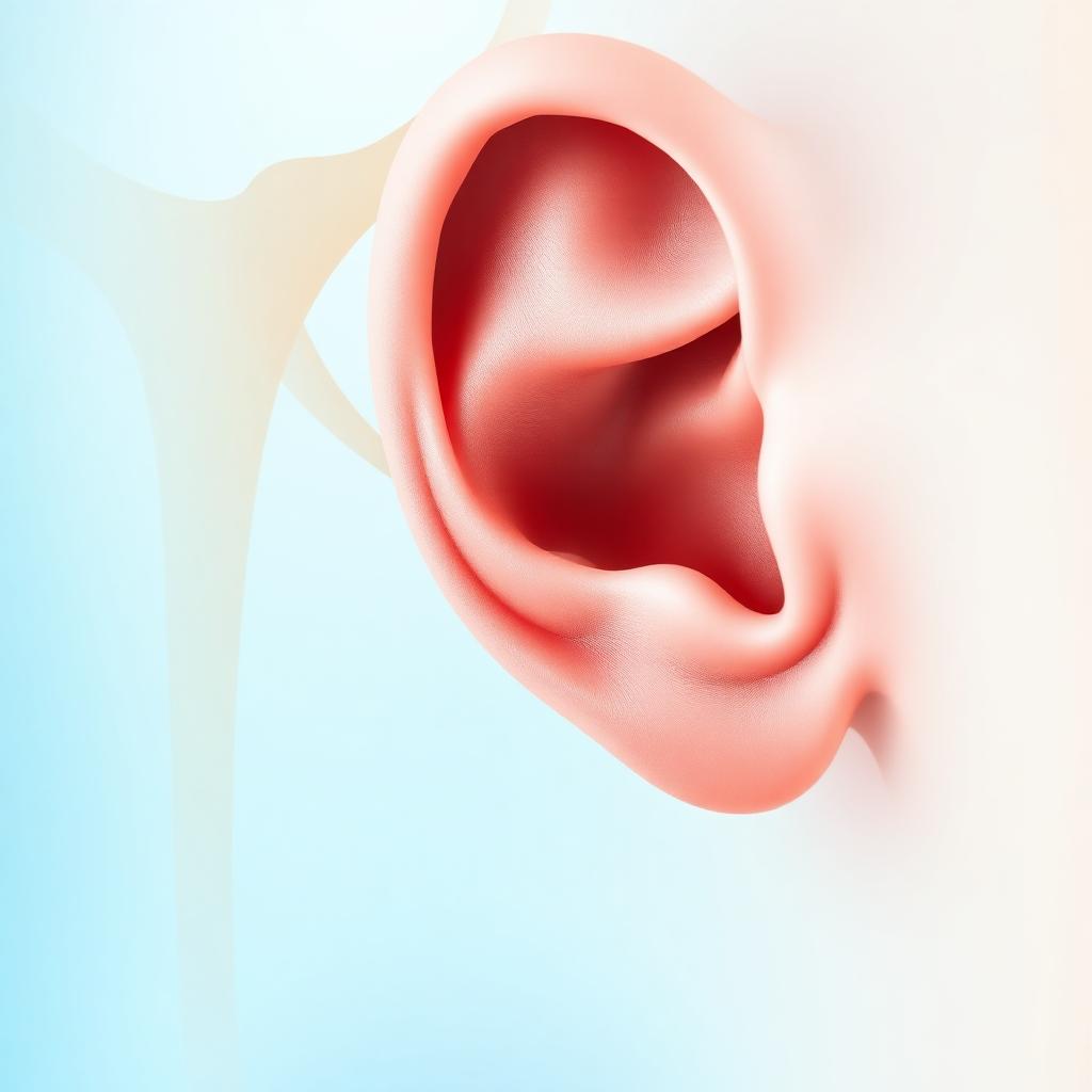 Close-up illustration of a healthy human ear